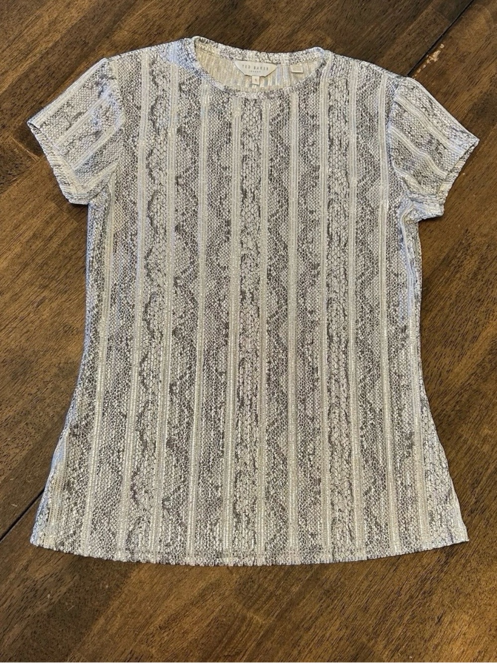Ted Baker London Keziee Metallic Snake Print T-Shirt Top Blouse